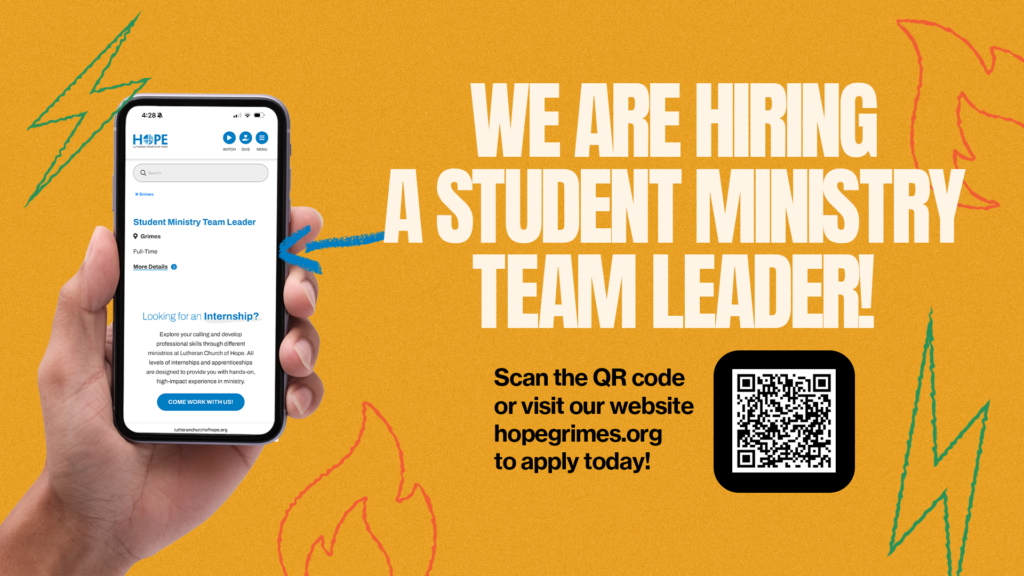 WeAreHiring StudentMinistryTeamLeader Slide 1